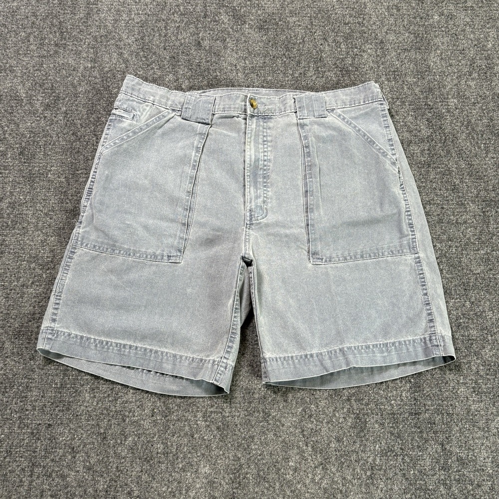 Vintage Hook & Tackle Beer Can Island Shorts Men's 36 Light Blue/Gray Cotton